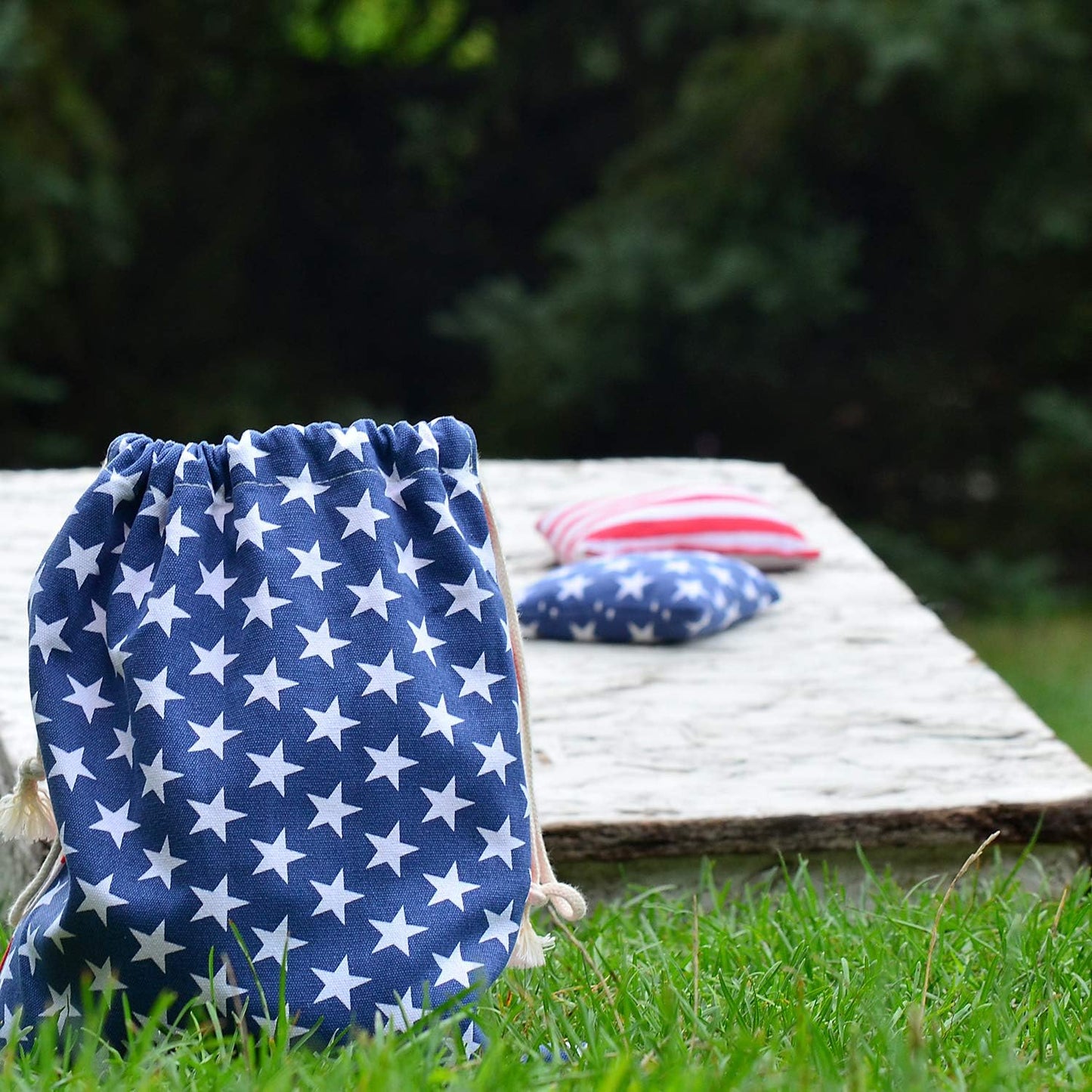 Regulation Cornhole Bean Bags: Professional American Flag Toss Game Set 8 Star and Stripes Outdoor Teams Tournament