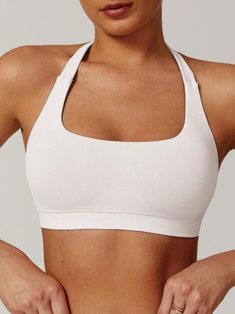 Women'S Solid Backless Halter Crop Tank Top, Breathable Comfortable Sports Bra, Ladies Sportswear for Fitness, Sports, Yoga, Activewear