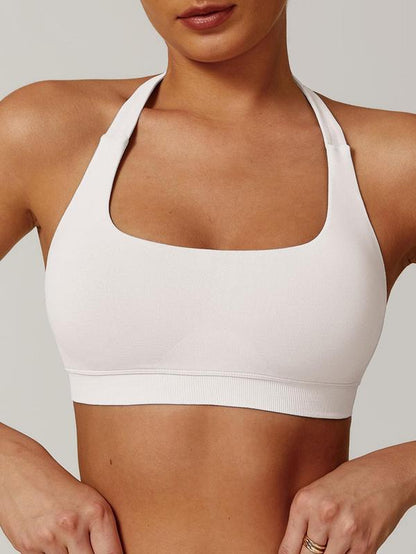 Women'S Solid Backless Halter Crop Tank Top, Breathable Comfortable Sports Bra, Ladies Sportswear for Fitness, Sports, Yoga, Activewear