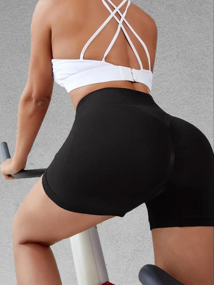 Women'S Solid Ruched High Waist Sports Shorts, Casual Comfy Breathable Seamless High Stretch Shorts for Yoga Gym, Women Sport & Outdoor Clothing