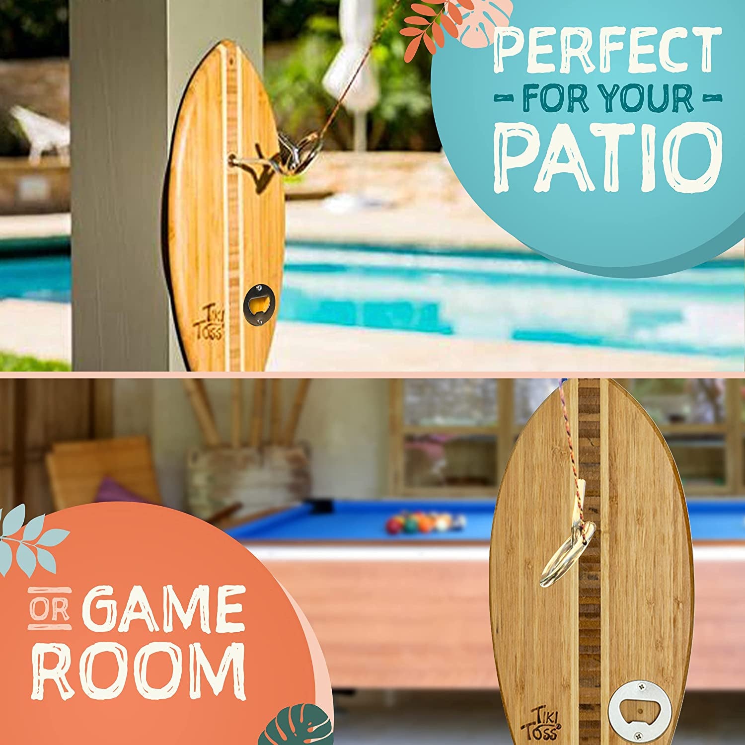Ring Toss Game for Adults – 13 Inch Surfboard Edition - Hook and Ring Game for Outdoor & Indoor Use, Gift for Husband, Dad, College Boys, Easter Basket Stuffers Gifts