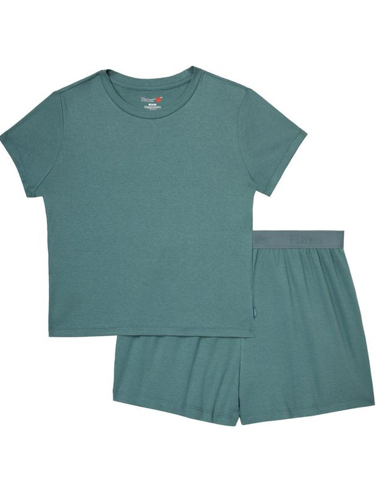 Hanes Originals Women'S 2-Piece Lounge Set RIBBED Supersoft Cropped Baby Doll Tee & Sleep Shorts Loungewear Comfort