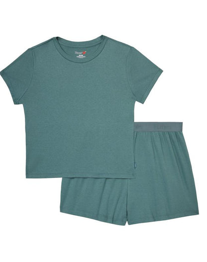 Hanes Originals Women'S 2-Piece Lounge Set RIBBED Supersoft Cropped Baby Doll Tee & Sleep Shorts Loungewear Comfort