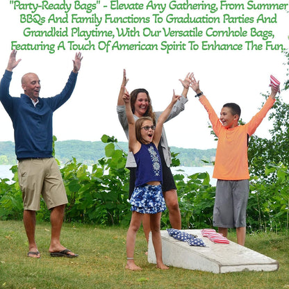 Regulation Cornhole Bean Bags: Professional American Flag Toss Game Set 8 Star and Stripes Outdoor Teams Tournament