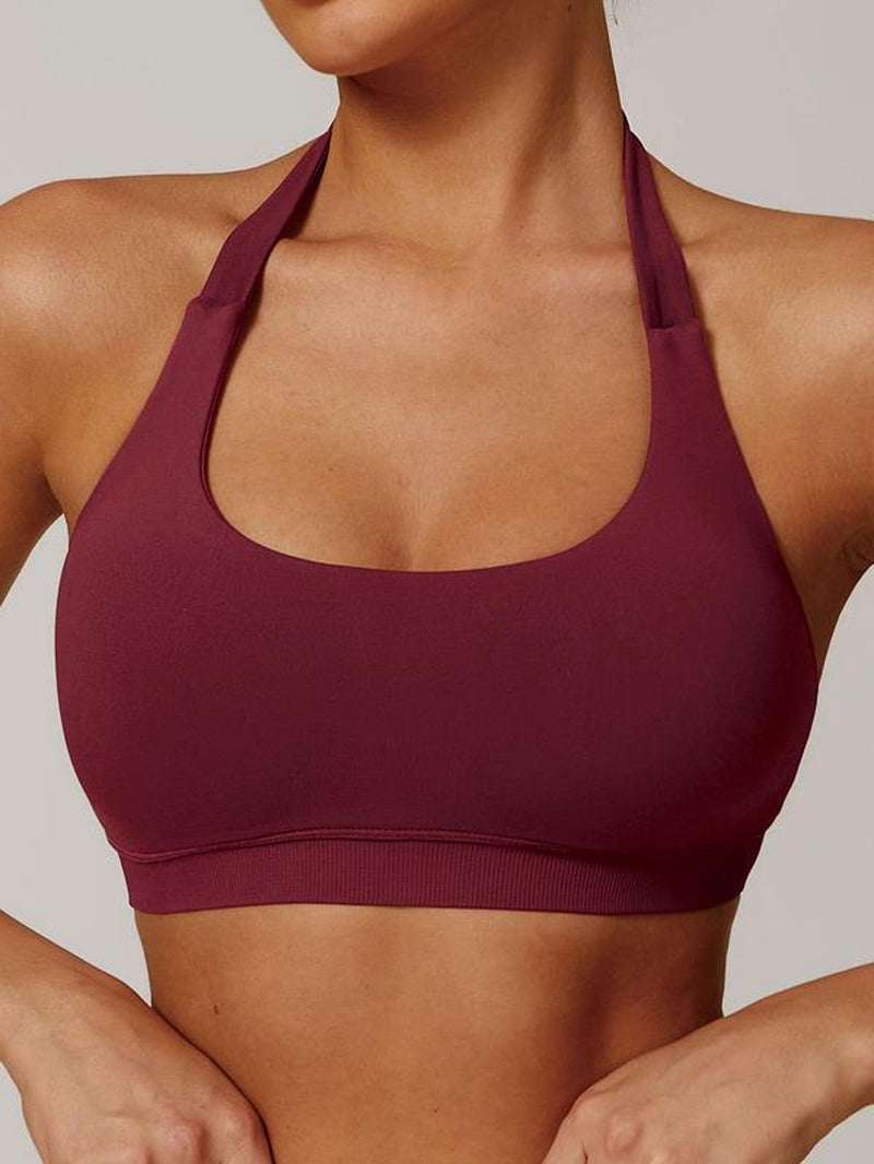 Women'S Solid Backless Halter Crop Tank Top, Breathable Comfortable Sports Bra, Ladies Sportswear for Fitness, Sports, Yoga, Activewear