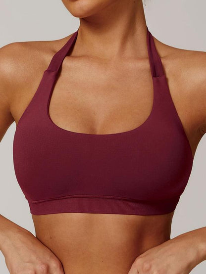 Women'S Solid Backless Halter Crop Tank Top, Breathable Comfortable Sports Bra, Ladies Sportswear for Fitness, Sports, Yoga, Activewear