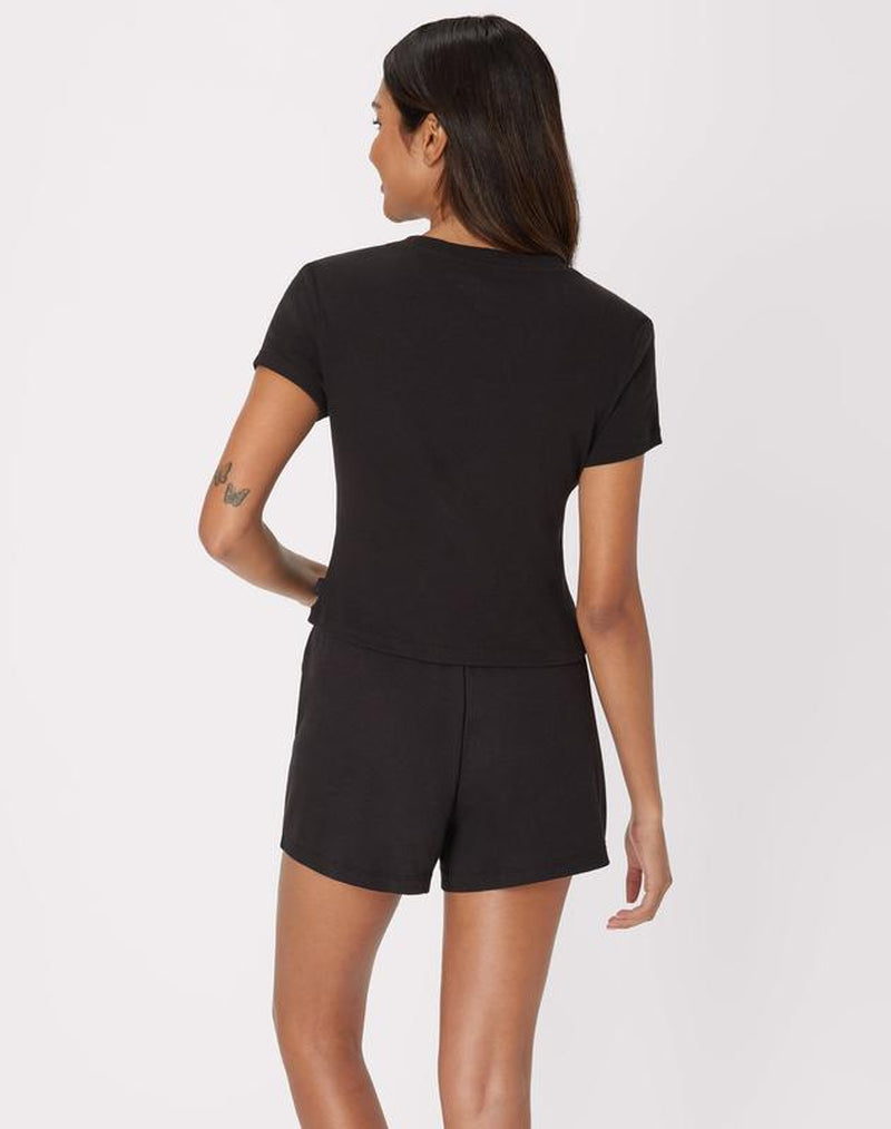 Hanes Originals Women'S 2-Piece Lounge Set RIBBED Supersoft Cropped Baby Doll Tee & Sleep Shorts Loungewear Comfort