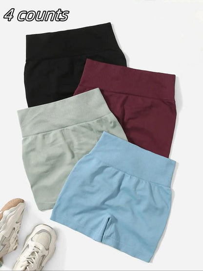 Women'S Solid Ruched High Waist Sports Shorts, Casual Comfy Breathable Seamless High Stretch Shorts for Yoga Gym, Women Sport & Outdoor Clothing