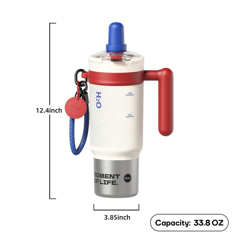 [Sidagar] 33.8Oz Leak-Proof Cup Lid,Non-Slip Noisereduction Pad at the Bottom,Stainlesssteelthermos Cup,Portable Watertight Strawmouth,Wide Mouth and Narrow Bottom for Easycleaning and Carloading,Dealsforyoudays,Water Bottle,Summer Cup,Keep Cold