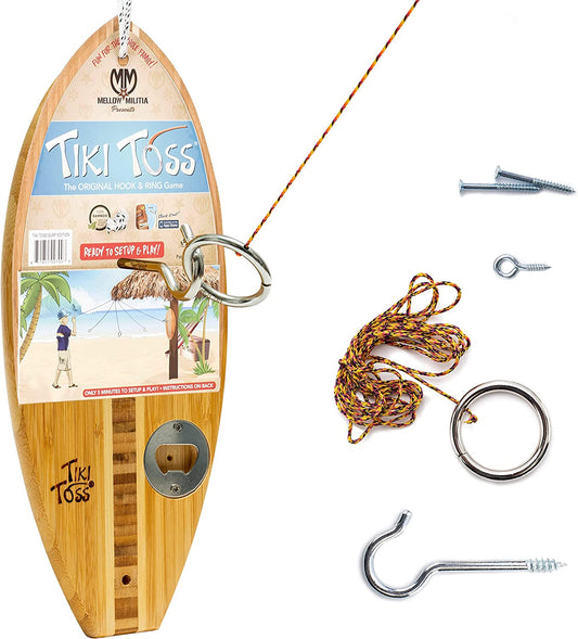 Ring Toss Game for Adults – 13 Inch Surfboard Edition - Hook and Ring Game for Outdoor & Indoor Use, Gift for Husband, Dad, College Boys, Easter Basket Stuffers Gifts