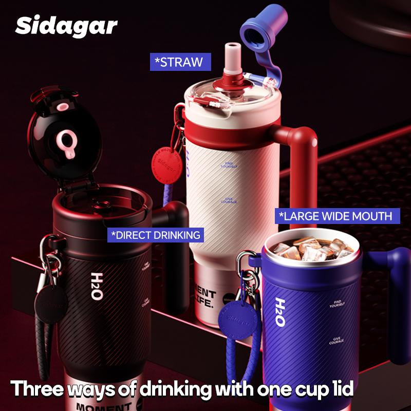 [Sidagar] 33.8Oz Leak-Proof Cup Lid,Non-Slip Noisereduction Pad at the Bottom,Stainlesssteelthermos Cup,Portable Watertight Strawmouth,Wide Mouth and Narrow Bottom for Easycleaning and Carloading,Dealsforyoudays,Water Bottle,Summer Cup,Keep Cold