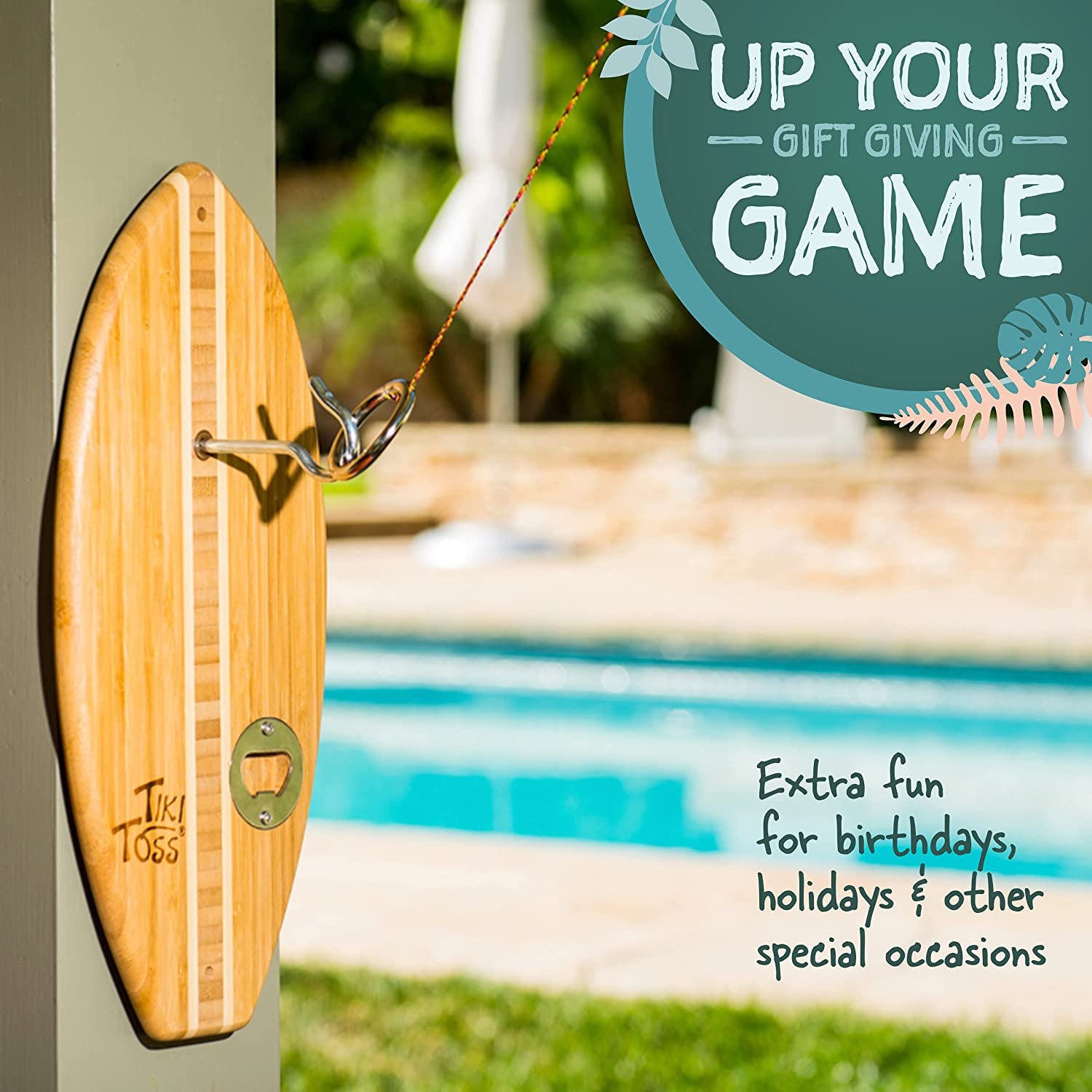 Ring Toss Game for Adults – 13 Inch Surfboard Edition - Hook and Ring Game for Outdoor & Indoor Use, Gift for Husband, Dad, College Boys, Easter Basket Stuffers Gifts